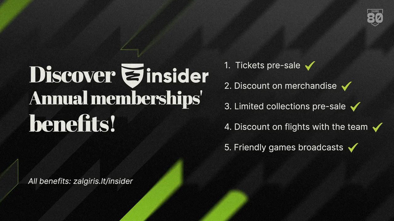 Discover Zalgiris Insider annual memberships’ benefits!