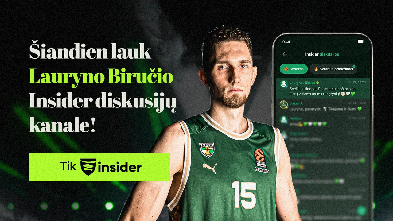 „Žalgiris Insider“ pokalbių kanale šiandien svečiuosis Laurynas Birutis!