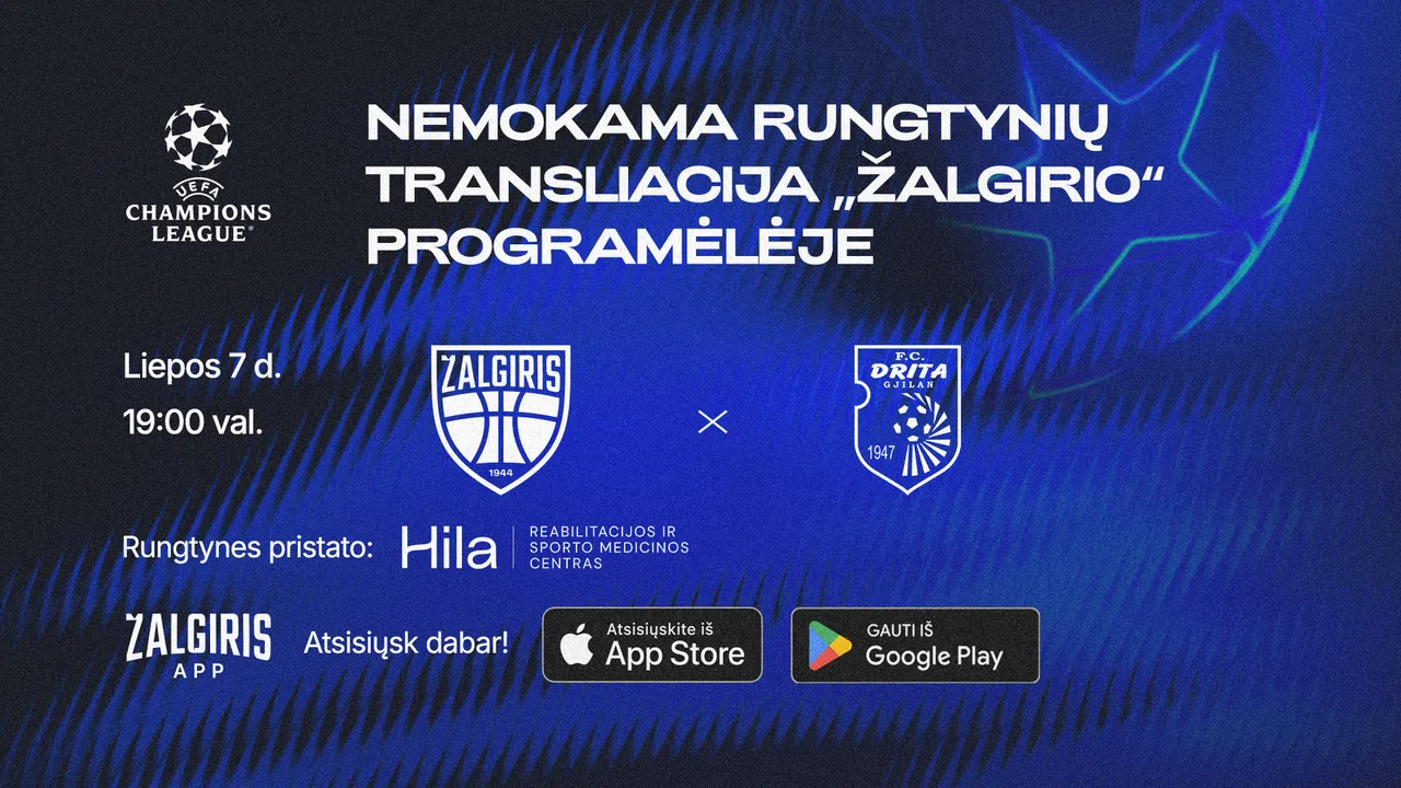 „Žalgirio“ programėlėje – nemokama UEFA Čempionų lygos atrankos transliacija