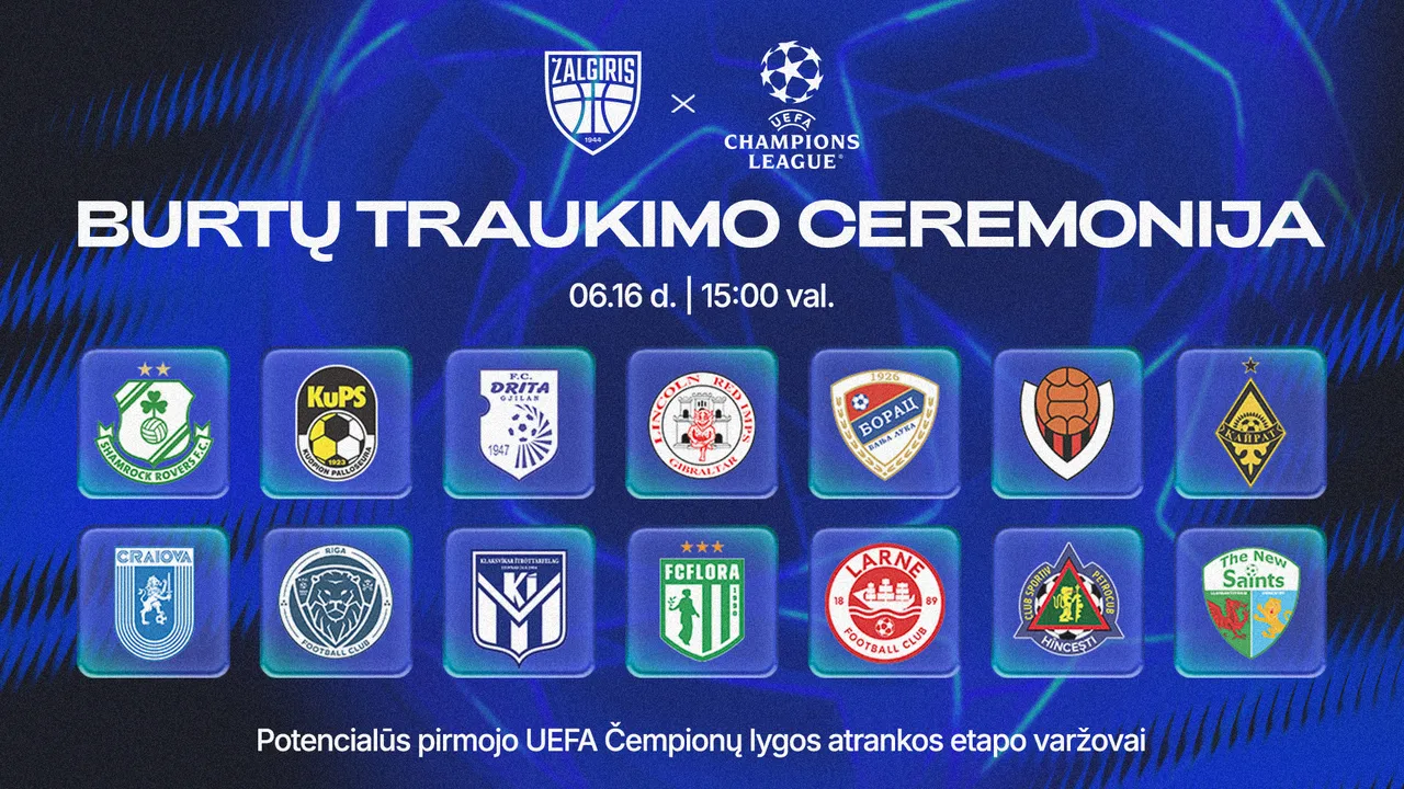 FK „Kauno Žalgiris“ antradienį sužinos varžovus UEFA Čempionų lygos atrankoje