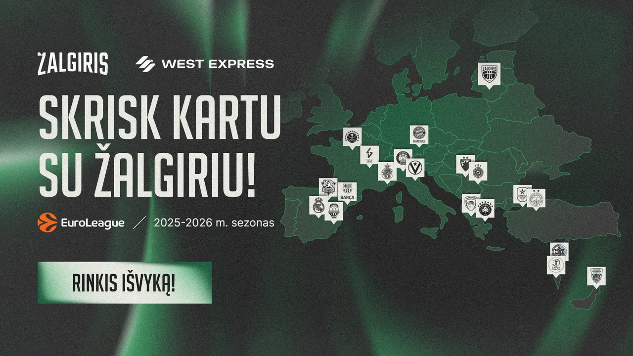 Palaikykite „Žalgirį“ Eurolygos išvykos rungtynėse – išskirtinės patirtys skrendant kartu su komanda