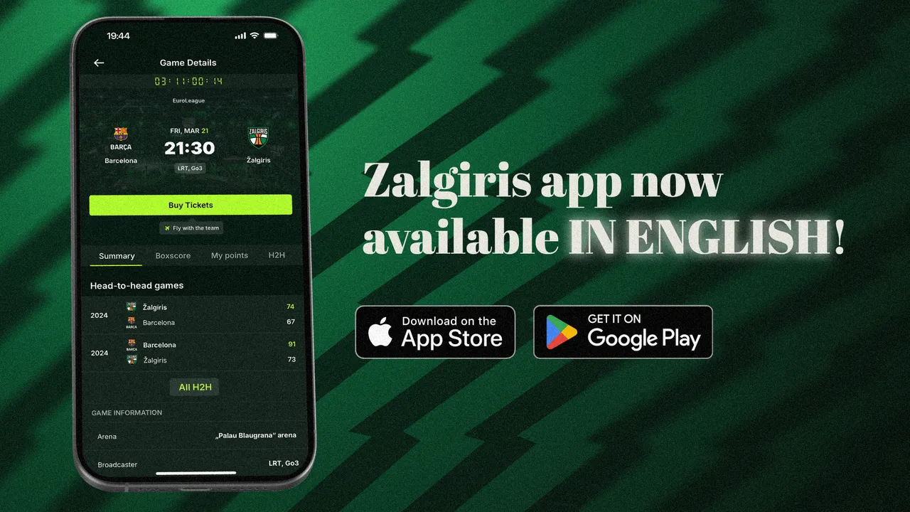 One step closer to fans worldwide - introducing the English version of the Zalgiris app